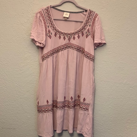 Knox Rose Dresses & Skirts - Knox Rose Pink Embroidered Scoop-Neck Dress